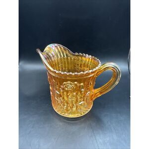 Imperial Open Rose Carnival Glass Creamer 5" Tall
